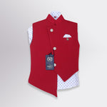 Indowestern Red With Polka Dot White Shirt For 3 Year Boy