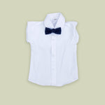 Waist Coat Navy Blue White Line Check With Dust Effect White Shirt For 4-8 Month Boy