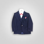 Coat Suit Pant Midnight Blue with Grey Check With White Shirt For 5 Year Boy