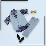 Waist Coat Aquamarin Color Balck Shirt With Madaskar Periwinkle For 4-8 Month Boy