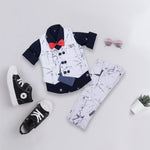 Waist Coat White Purl Color With Black & Brown Root Effect Black Shirt With Skull Design With Red Bow For 4-8 Month Boy