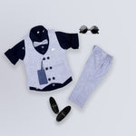 Waist Coat White Ghost Waist Coast With Printed Sack Black Shirt With Skull Design With Red Bow For 8-12 Month Boy