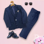 Coat Suit Pant Denim Blue Coat With White Line Checks White Shirt With Golden TieFor 4 Year Boy