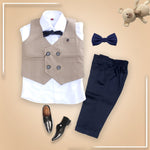 Waist Coat Sand Color with White Shirt For 1 Year Boy