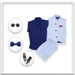 Indowestern Lavender Blue White Shirt For 4 Year Boy